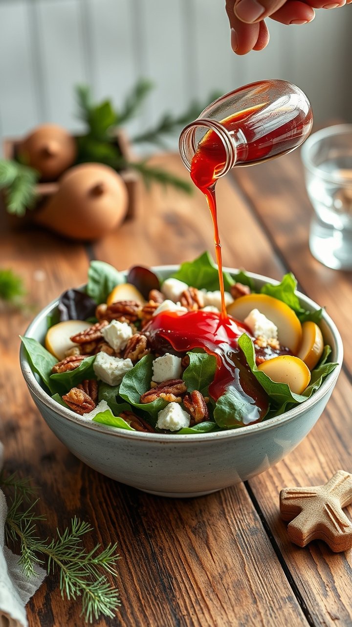 Tall stack of fluffy pancakes with melting butter and Christmas jam cascading down the sides. A delicious weekend breakfast.