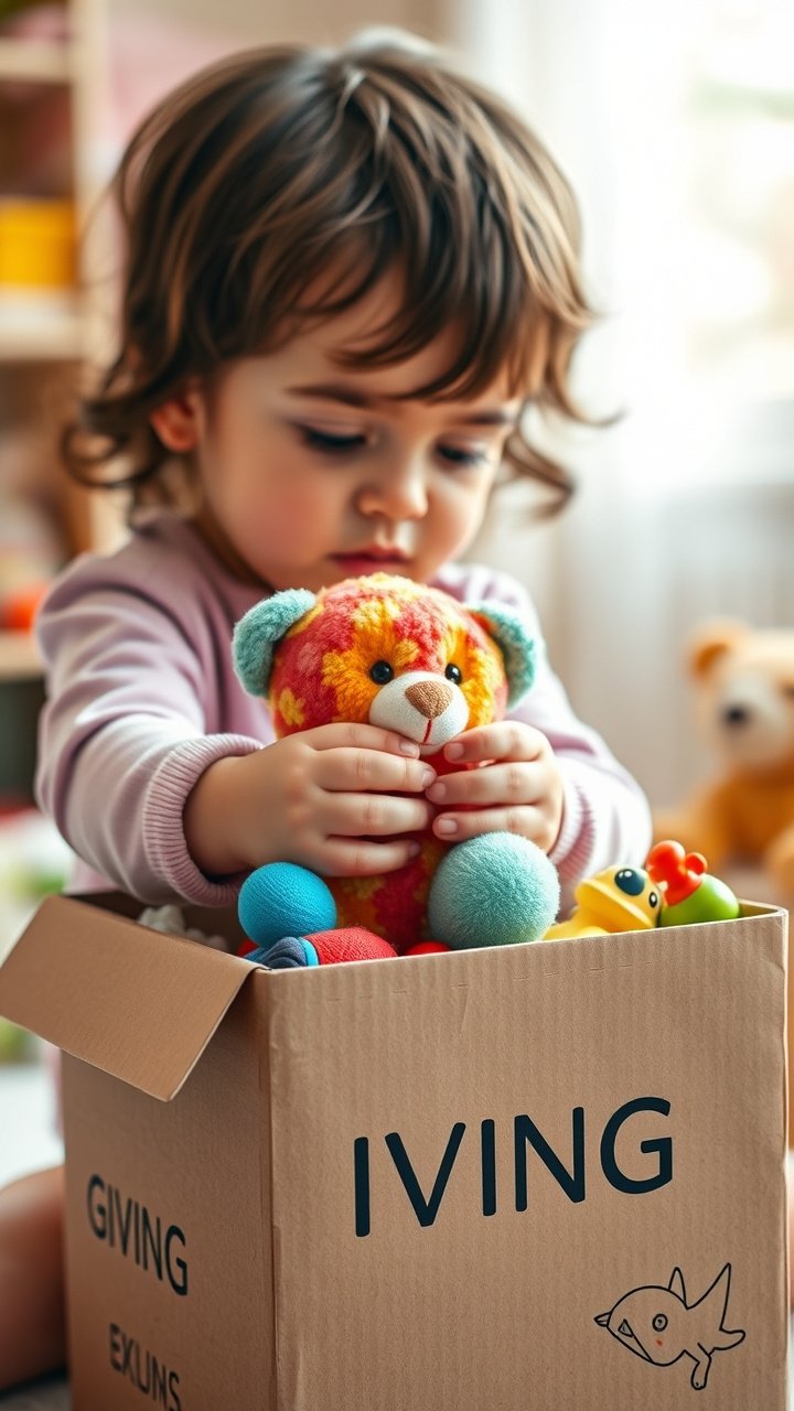 Top-down view of a child's hands writing a letter to Santa on festive stationery at a wooden desk with a red envelope.