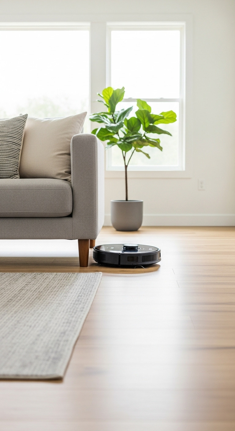 Top-down view of hands holding an iPad with a cooking Masterclass video in a kitchen with fresh ingredients.