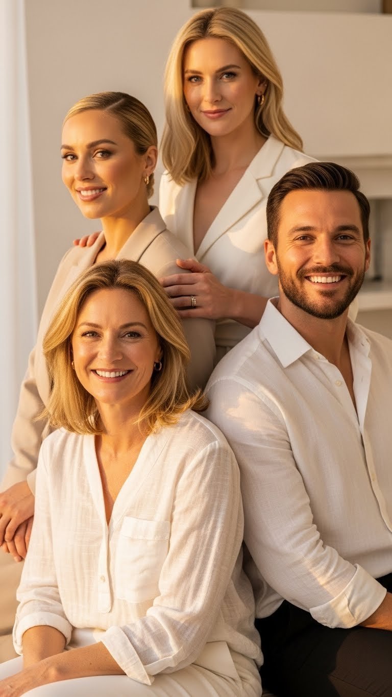 Diverse group of individuals with smooth skin showcasing permanent hair removal results and confidence