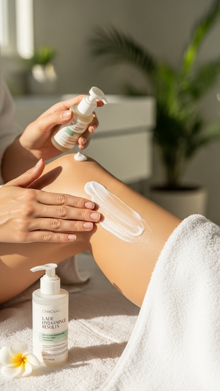 Maintaining smooth skin results with hydrating lotion after laser hair removal