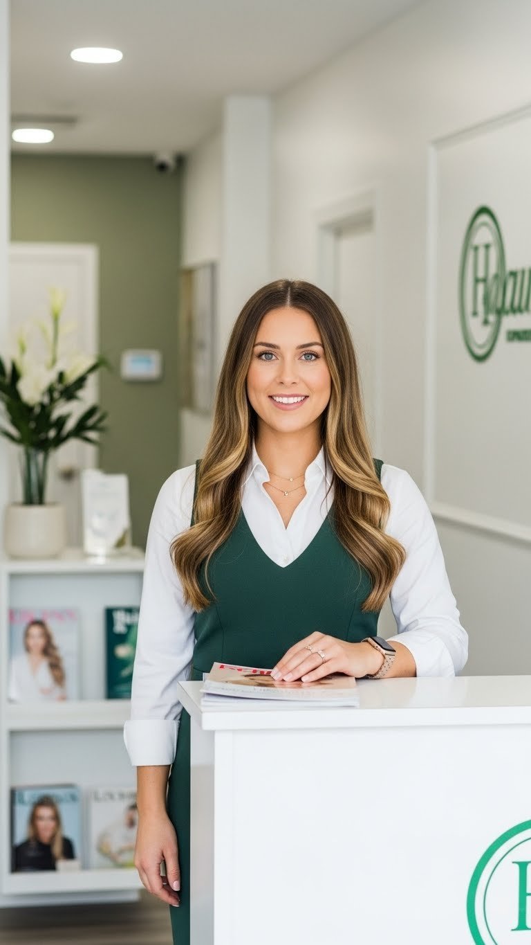 Modern aesthetic clinic interior for professional laser hair removal treatment selection