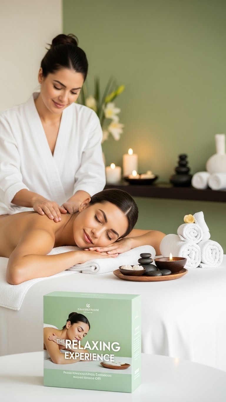 Person receiving luxury spa massage with hot stones and essential oils in serene wellness environment