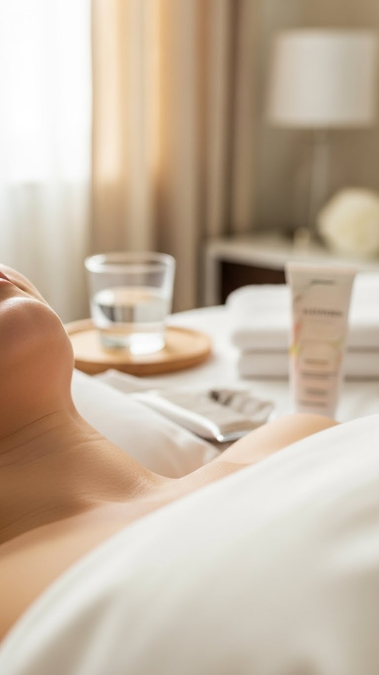 Post-electrolysis treatment showing smooth skin with subtle pink blush indicating gentle healing process