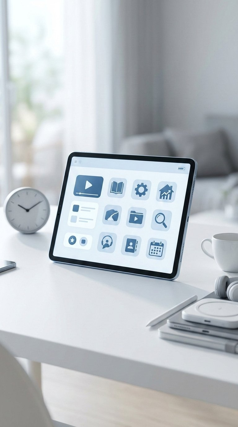 Sleek tablet displaying streaming service interface for modern digital gift for real estate agents