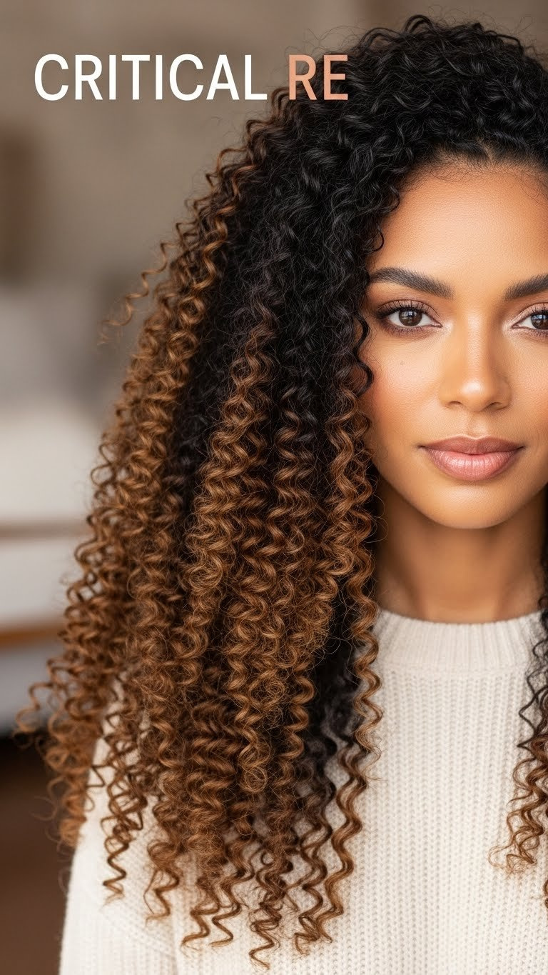 Close-up of woman with long 3c curly hair styled in beautiful two-strand twist-out against textured wall backdrop