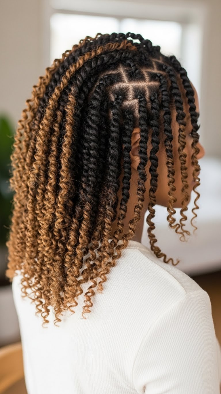 Close-up portrait showcasing voluminous 4C hair twist-out with defined coils against soft natural light background