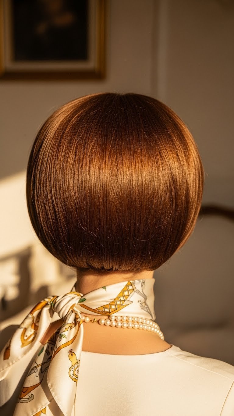 Sophisticated bouffant hairstyle with high-volume rounded crown shape and elegant dome silhouette in golden hour lighting.